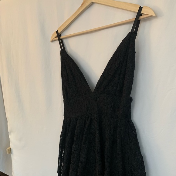 Black Lace High Low Prom Dress - Picture 3 of 5